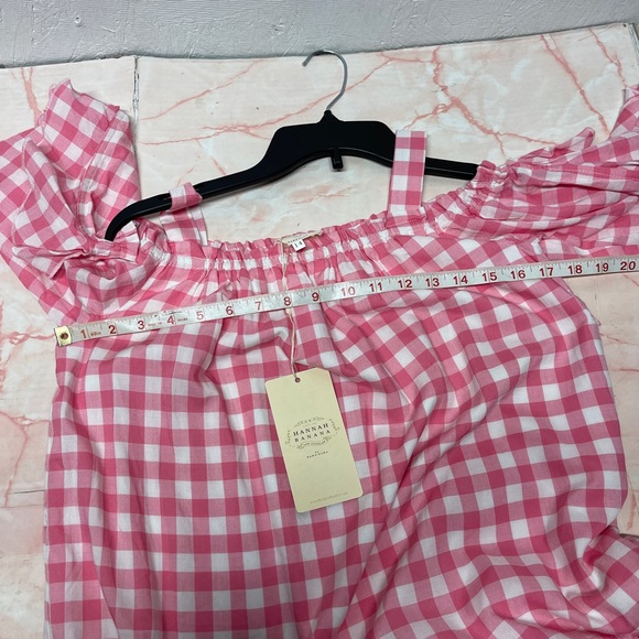 Hannah Banana gingham pink cold shoulder dress girls sz 14 - Picture 4 of 7